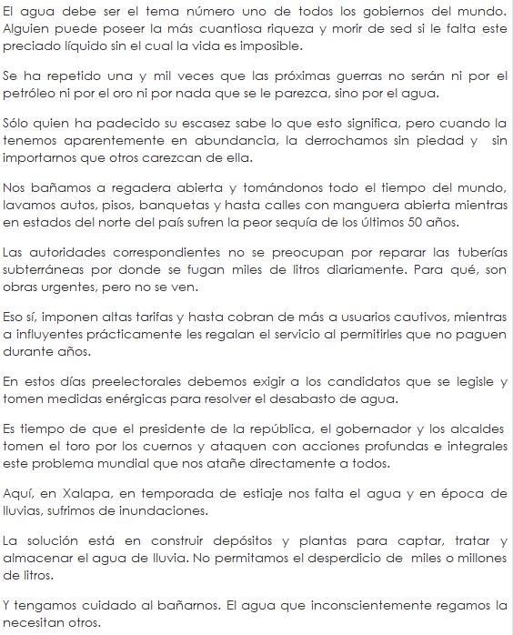 El agua y los candidatos